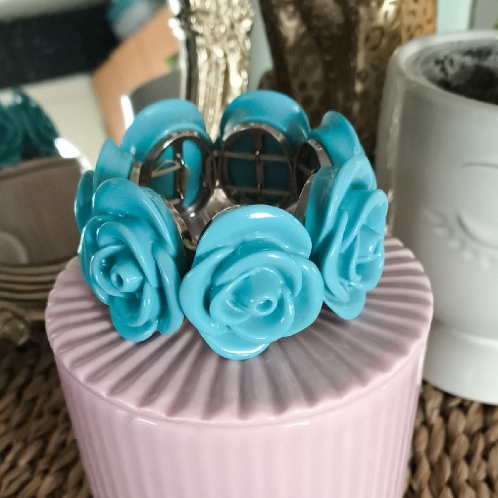 Blue Rose Polymer Clay Bracelet